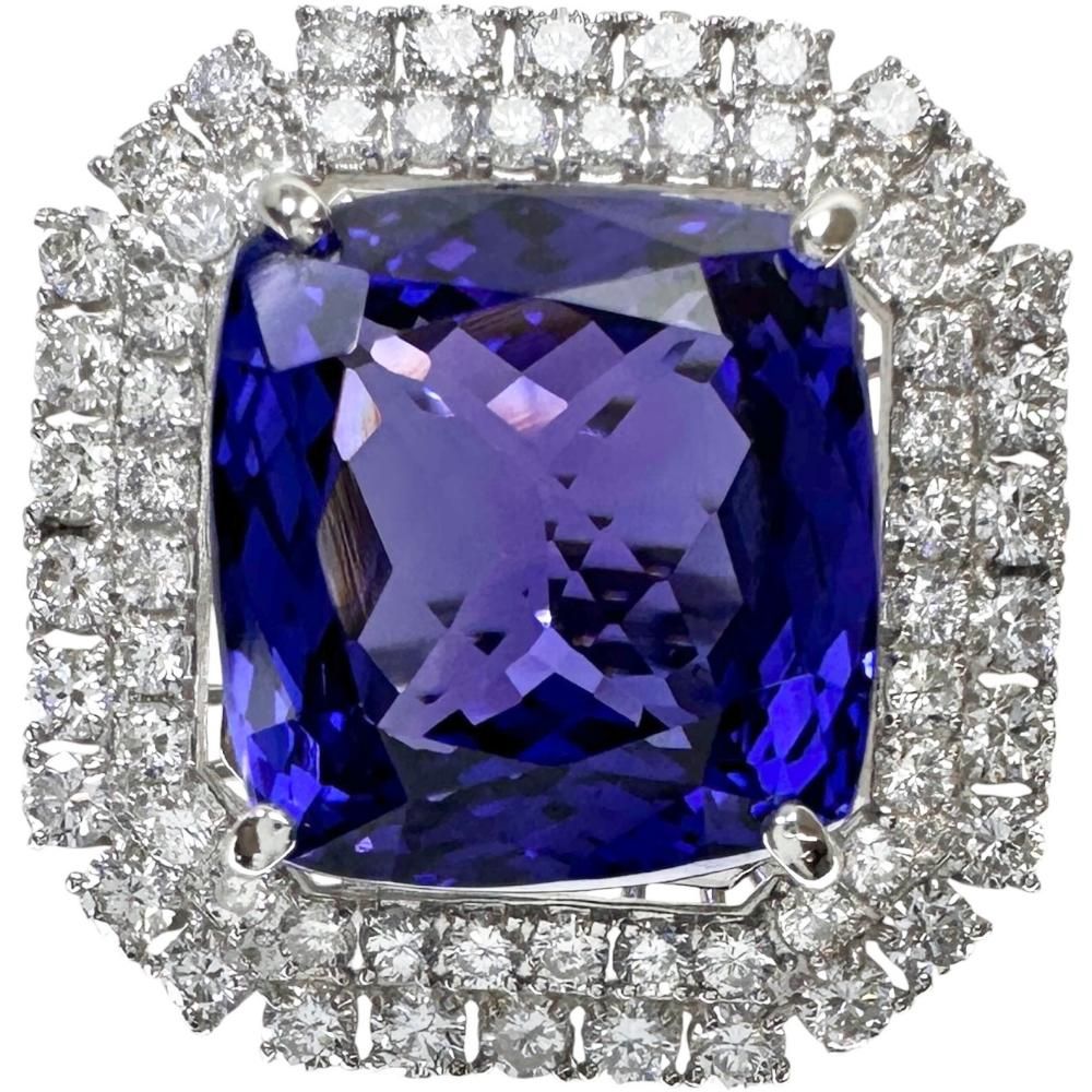 12号 タンザナイト 17.00ct ダイヤモンド 2.03ct リング・指輪 Pt950プラチナ 15.4g レディース 【中古】【真子質店】【NN】