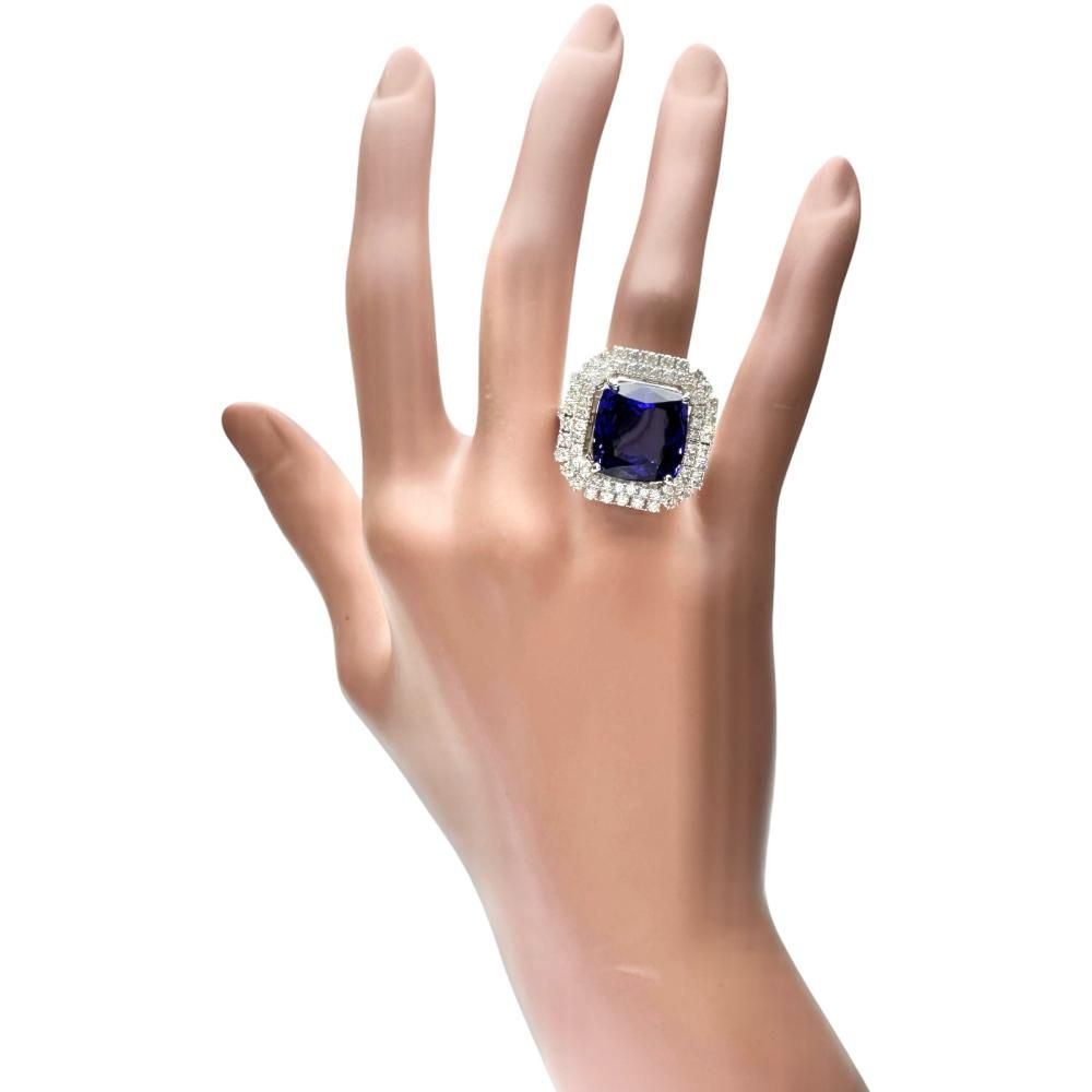 12号 タンザナイト 17.00ct ダイヤモンド 2.03ct リング・指輪 Pt950プラチナ 15.4g レディース 【中古】【真子質店】【NN】