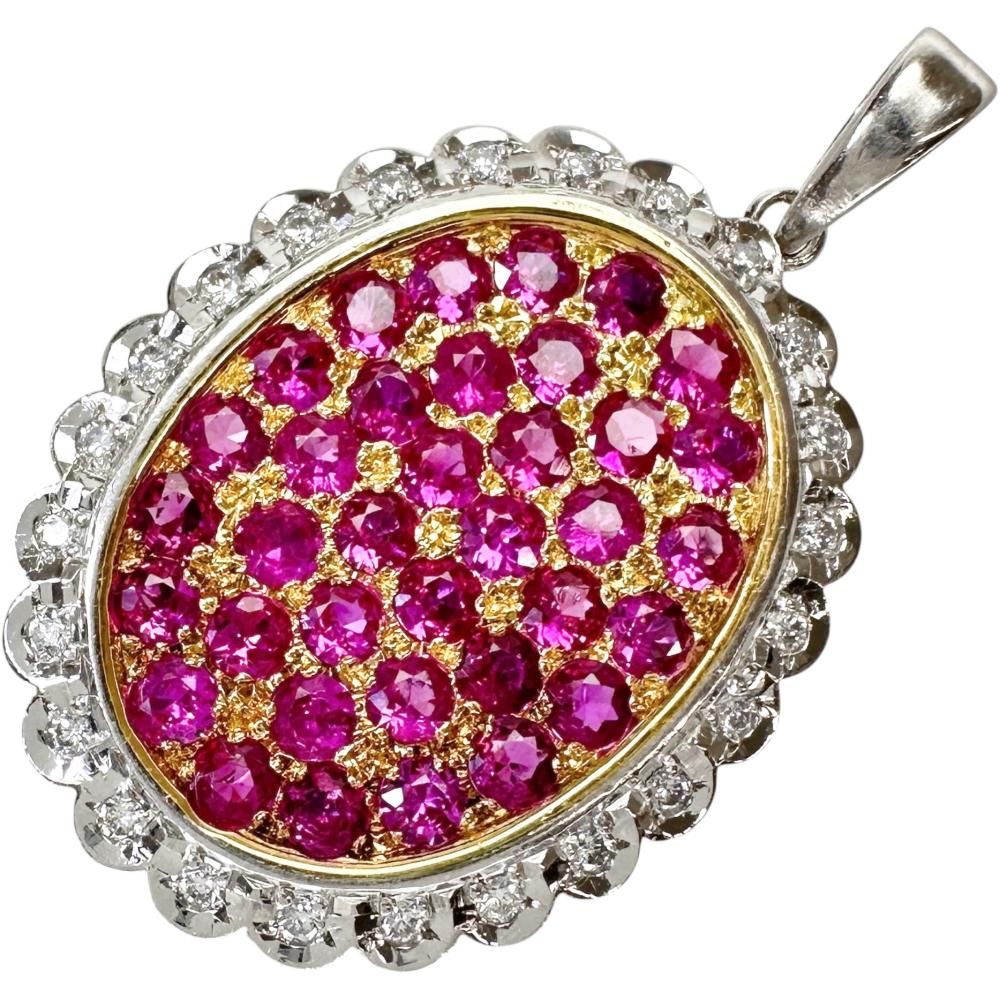 ルビー 2.97ct ダイヤモンド 0.30ct ペンダントトップ Pt900プラチナ/K18ゴールド 18金 13.8g レディース 【中古】【真子質店】【NN】
