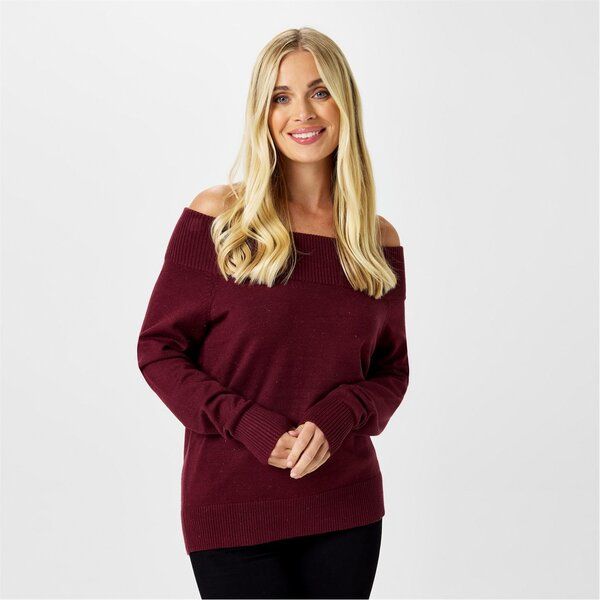 ビバ レディース アウター ニット・セーター ニット Biba Knitted Bardot Jumper Bordeaux ビバ レディース アウター ニット・セーター ニット Biba Knitted Bardot Jumper Bordeaux