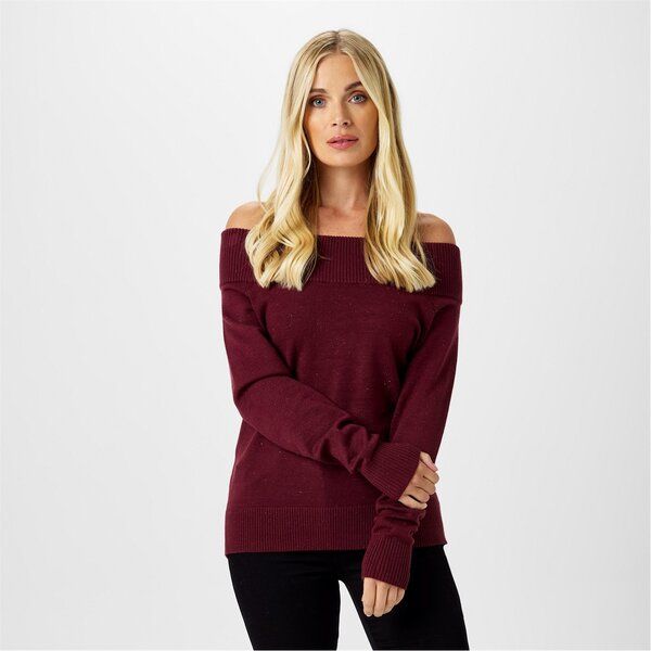 ビバ レディース アウター ニット・セーター ニット Biba Knitted Bardot Jumper Bordeaux