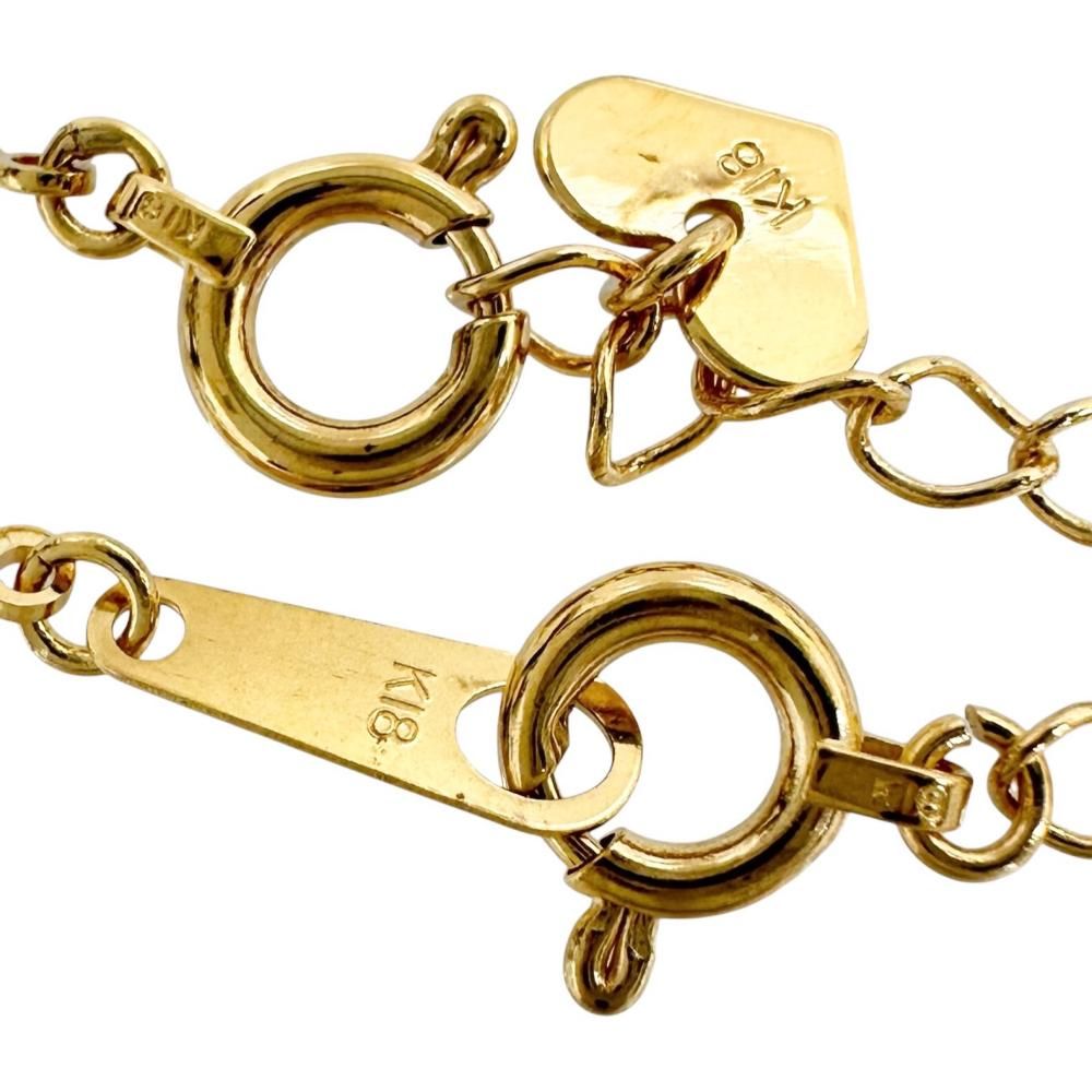 四つ葉フラワーモチーフ アジャスター付き ダイヤモンド 0.34ct ネックレス K18ゴールド 18金 2.0g 45cm レディース 【中古】【真子質店】【NN】