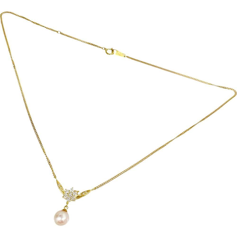 2WAY アコヤパール7.4mm ダイヤモンド 0.36ct ネックレス K18ゴールド 18金 5.2g 42.5cm レディース 【中古】【真子質店】【NN】 2WAY アコヤパール7.4mm ダイヤモンド 0.36ct ネックレス K18ゴールド 18金 5.2g 42.5cm レディース 【中古】【真子質店】【NN】