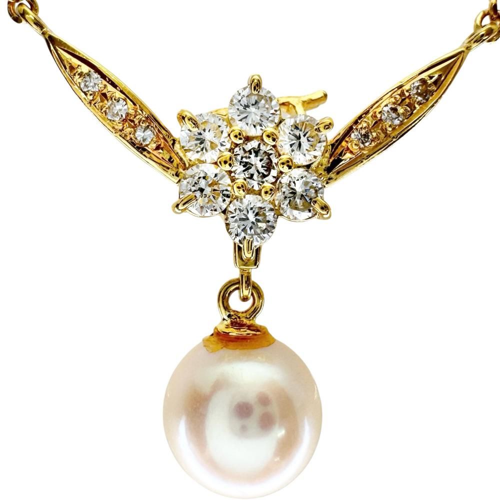 2WAY アコヤパール7.4mm ダイヤモンド 0.36ct ネックレス K18ゴールド 18金 5.2g 42.5cm レディース 【中古】【真子質店】【NN】 2WAY アコヤパール7.4mm ダイヤモンド 0.36ct ネックレス K18ゴールド 18金 5.2g 42.5cm レディース 【中古】【真子質店】【NN】