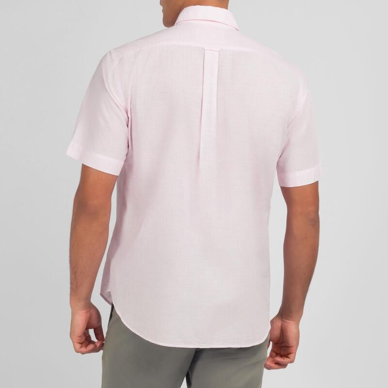 エデンパーク メンズ トップス シャツ コットン Eden Park Pink striped shirt in cotton dobby Rom ピンク