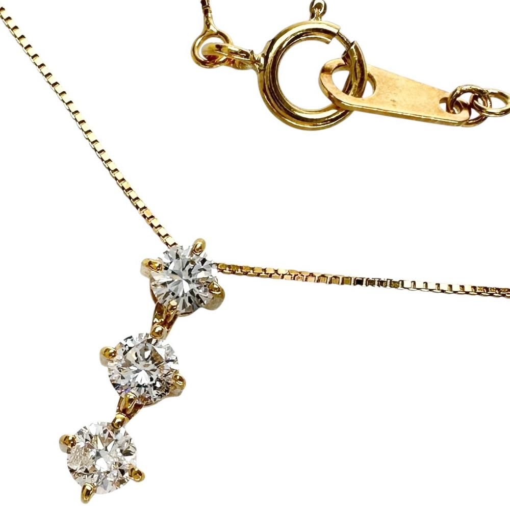 トリロジーデザイン ダイヤモンド 0.25ct ネックレス K18ゴールド 18金 1.1g 41cm レディース 【中古】【真子質店】【NN】