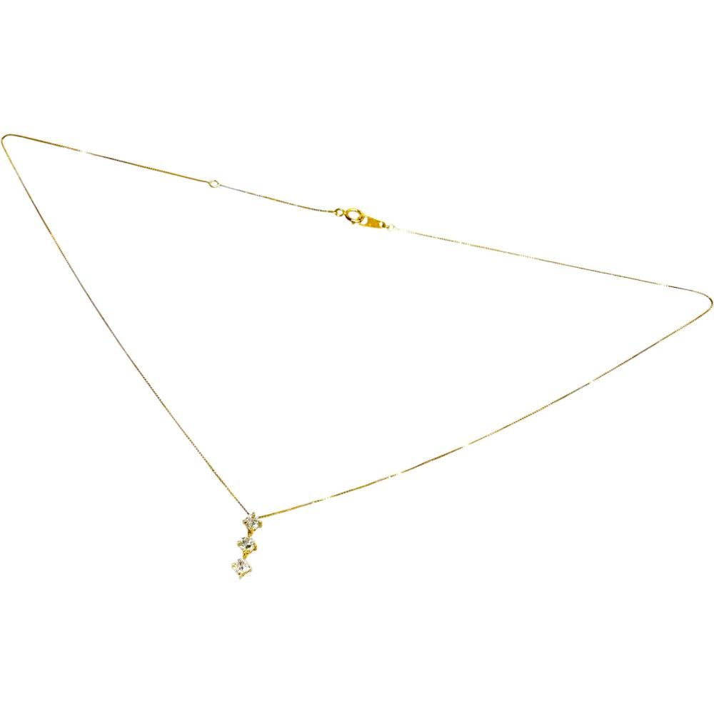 トリロジーデザイン ダイヤモンド 0.25ct ネックレス K18ゴールド 18金 1.1g 41cm レディース 【中古】【真子質店】【NN】 トリロジーデザイン ダイヤモンド 0.25ct ネックレス K18ゴールド 18金 1.1g 41cm レディース 【中古】【真子質店】【NN】