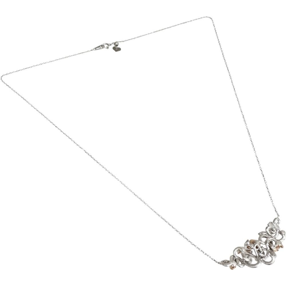 薔薇/ローズモチーフ ダイヤモンド 0.10ct ネックレス K18WGホワイトゴールド 18金 /K18PGピンクゴールド 18金 6.1g 45cm レディース 【中古】【真子質店】【NN】 薔薇/ローズモチーフ ダイヤモンド 0.10ct ネックレス K18WGホワイトゴールド 18金 /K18PGピンクゴールド 18金 6.1g 45cm レディース 【中古】【真子質店】【NN】