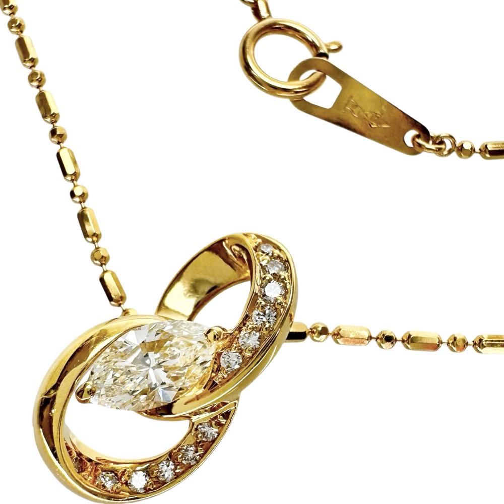 ダイヤモンド(推定I-VS2/マーキスカット) 0.572ct その他ダイヤモンド 0.08ct ネックレス K18ゴールド 18金 5.5g 40cm レディース 【中古】【真子質店】【NN】