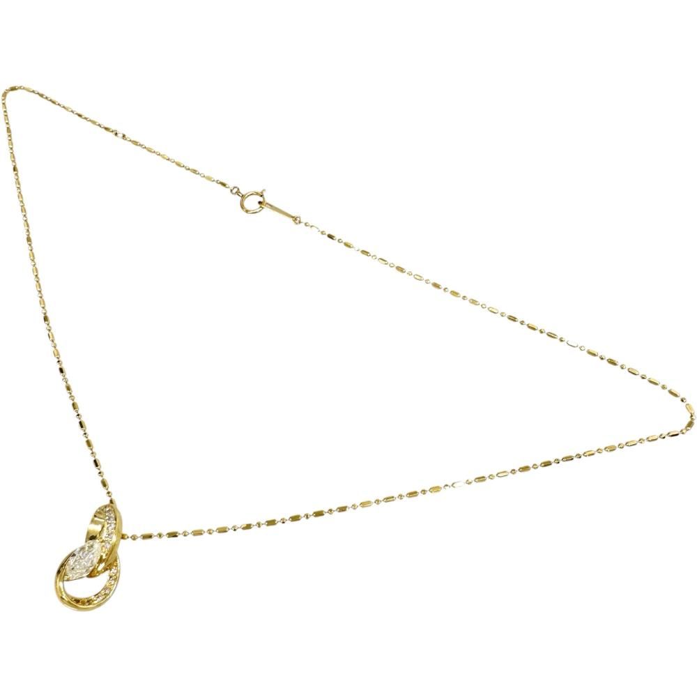 ダイヤモンド(推定I-VS2/マーキスカット) 0.572ct その他ダイヤモンド 0.08ct ネックレス K18ゴールド 18金 5.5g 40cm レディース 【中古】【真子質店】【NN】