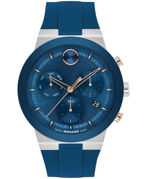 モバド メンズ アクセサリー 腕時計 Movado Mens Bold Fusion Swiss Chronograph Blue Silicone Watch 4450mm Blue ブルー