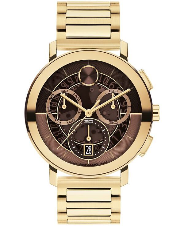 モバド メンズ アクセサリー 腕時計 Tシャツ Movado Mens Bold Evolution 20 Swiss Quartz Chrono Ionic Plated Light Gold Steel Watch 42mm GoldTone ゴールド