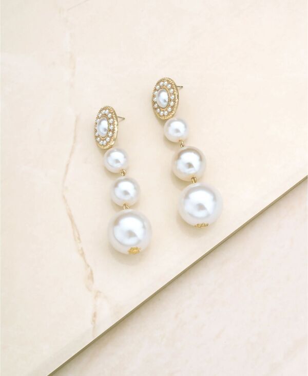 エティカ レディース アクセサリー ピアス・イヤリング ETTIKA Graduating Imitation Pearl Earrings in 18K Gold Platingold ゴールド