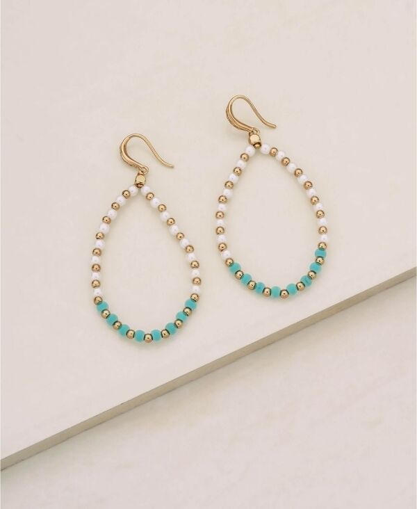 エティカ レディース アクセサリー ピアス・イヤリング ETTIKA Turquoise and Imitation Pearl Beaded Oval Earrings GoldTone ゴールド エティカ レディース アクセサリー ピアス・イヤリング ETTIKA Turquoise and Imitation Pearl Beaded Oval Earrings GoldTone ゴールド
