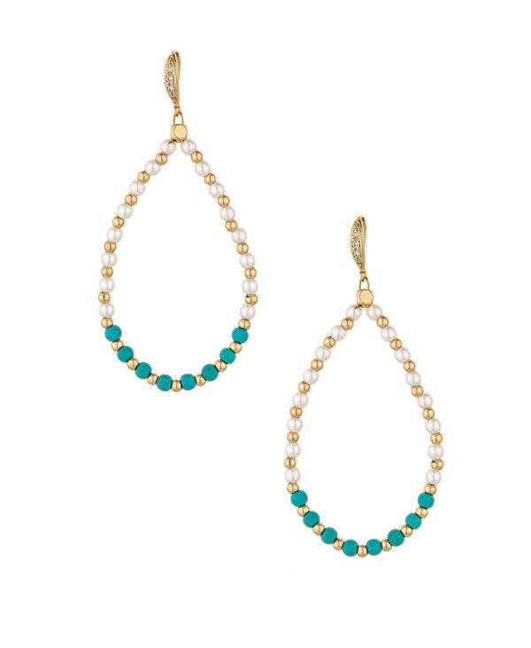 エティカ レディース アクセサリー ピアス・イヤリング ETTIKA Turquoise and Imitation Pearl Beaded Oval Earrings GoldTone ゴールド
