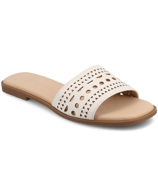ジュルネ コレクション レディース シューズ サンダル Journee Collection Womens Brodie SlipOn Flat Sandals Bone