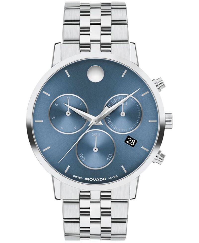 モバド メンズ アクセサリー 腕時計 Tシャツ Movado Mens Museum Classic Swiss Quartz Chronograph StainlessSteel Watch 42mm SilverTone シルバー