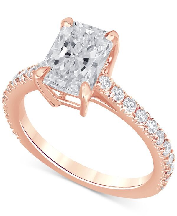 バッジェリーミシュカ レディース アクセサリー リング Badgley Mischka Certified LabGrown Diamond RadiantCut Engagement Ring 212 ctw in 14k Rose Gold ゴールド