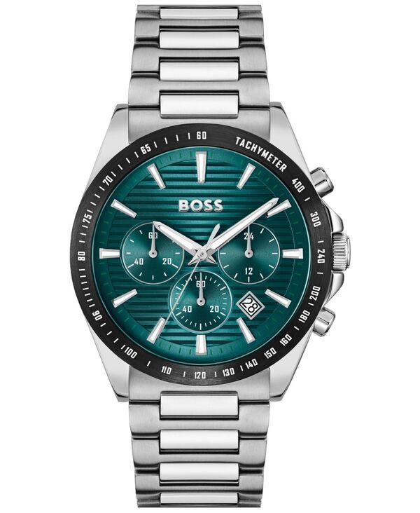 ヒューゴボス メンズ アクセサリー 腕時計 Tシャツ Hugo Boss Menstrike Quartz Chronograph SilverTone StainlessSteel Watch 41mm Silvertone シルバー