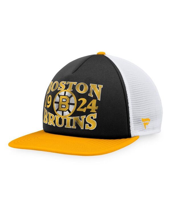 ファナティクス メンズ アクセサリー 帽子 ヴィンテージ Fanatics Mens Black Goldistressed Boston Bruins Heritage VintageLike Foam Frontrucker Snapback Hat Bl