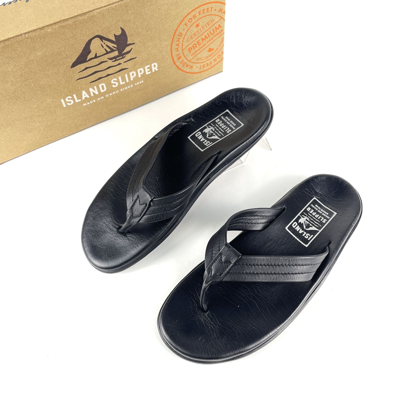 ISLAND　SLIPPER　アイランドスリッパ　PB202　スムースレザー　トングサンダル　ビーチサンダル　サイズ8　ブラック