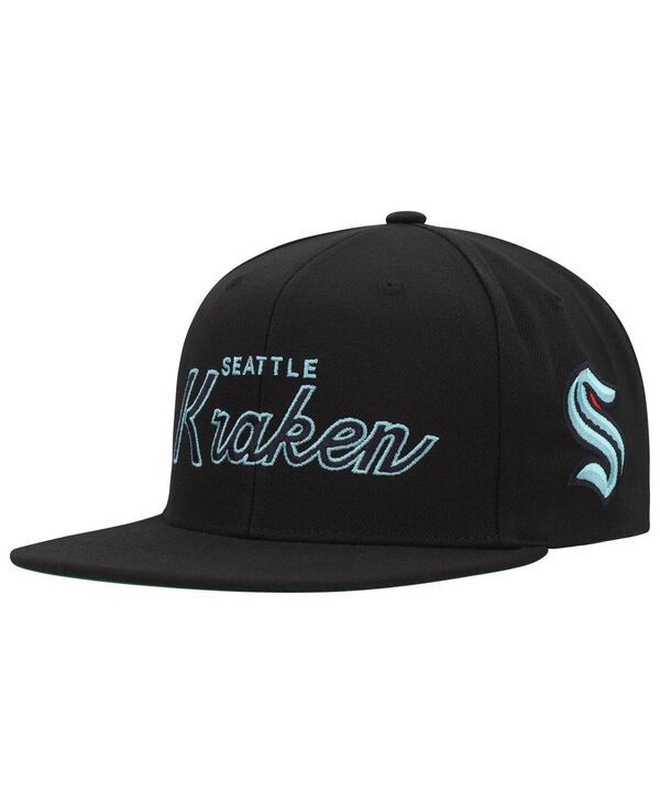 ミッチェルネス メンズ アクセサリー 帽子 Mitchell Ness Mens Black Seattle Kraken Core Team Script 20 Snapback Hat Black ブラック 9,235円
