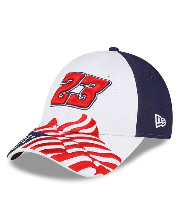 ニューエラ メンズ アクセサリー 帽子 レース New Era Mens White Blue Bubba Wallace 9FORTY Americana Snapback Adjustable Hat White Blue ホワイト