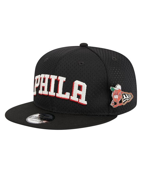 ニューエラ メンズ アクセサリー 帽子 メッシュ New Era Mens Black Philadelphia 76ers PostUp Pin Mesh 9FIFTY Snapback Hat Black ブラック