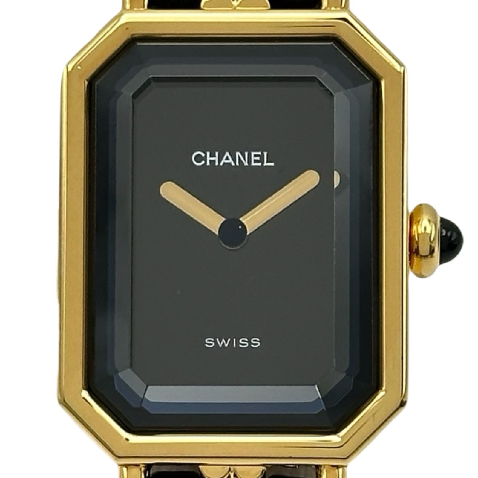 シャネル CHANEL プルミエール L H0001 ブラック ゴールドメッキ クオーツ レディース 腕時計