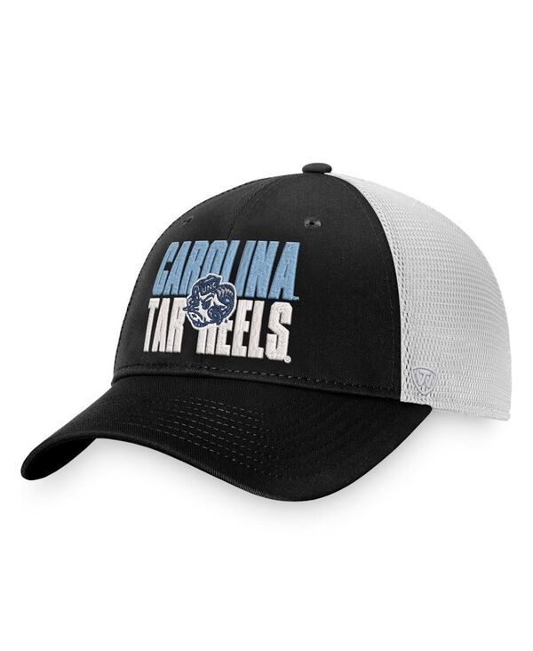 トップオブザワールド メンズ アクセサリー 帽子 ヒール Top of the World Mens Black White North Carolina Tar Heels Stockpile Trucker Snapback Hat Black White