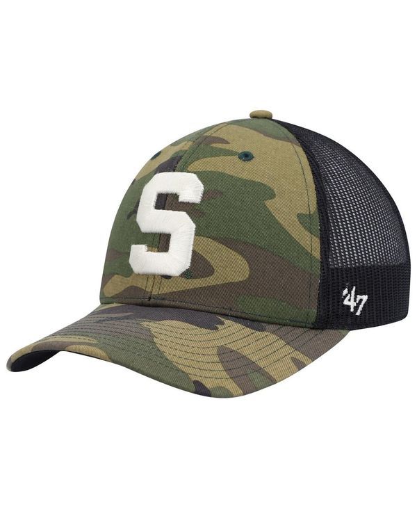 47 ブランド メンズ アクセサリー 帽子 ロゴ 47 Brand Mens Camo Black Michigan State Spartans Team Logo Trucker Snapback Hat Camo Black ブラック