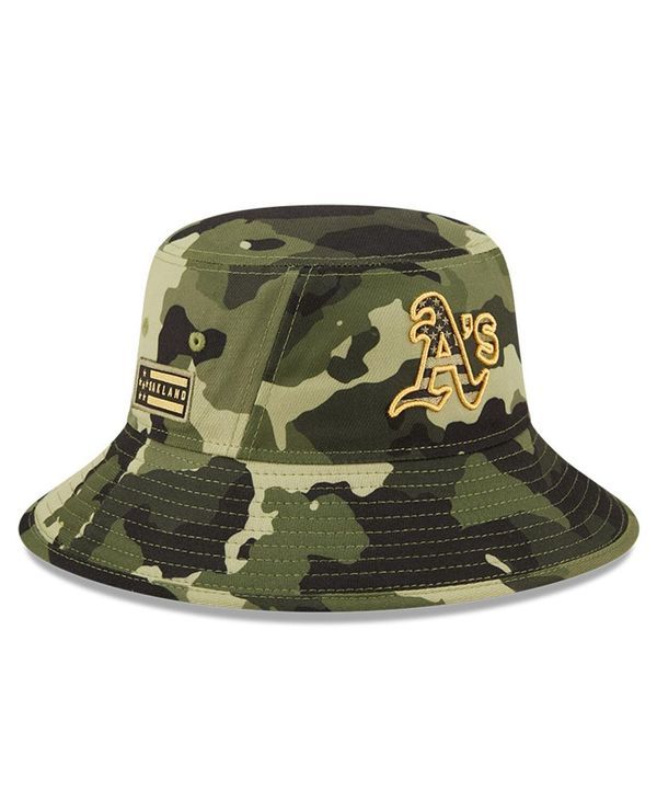 ニューエラ メンズ アクセサリー 帽子 New Era Mens Camo Oakland Athletics 2022 Armed Forces Day Bucket Hat Camo