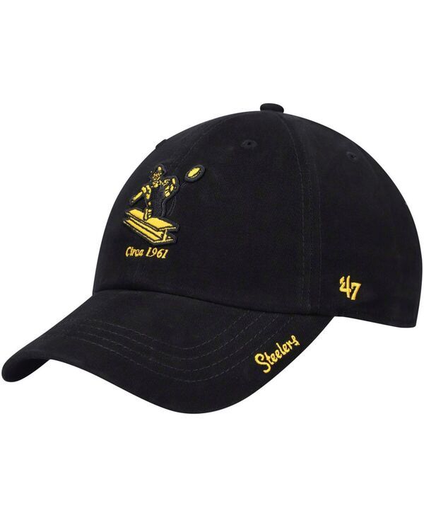 47 ブランド レディース アクセサリー 帽子 Tシャツ 47 Brand Womens Black Pittsburgh Steelers Miata Clean Up Legacy Adjustable Hat Black ブラック