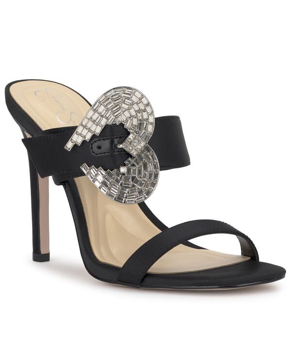 ジェシカシンプソン レディース シューズ サンダル Jessica Simpson Womens Orrieta Heart Buckle Slip On Dressandals Black Satin ブラック