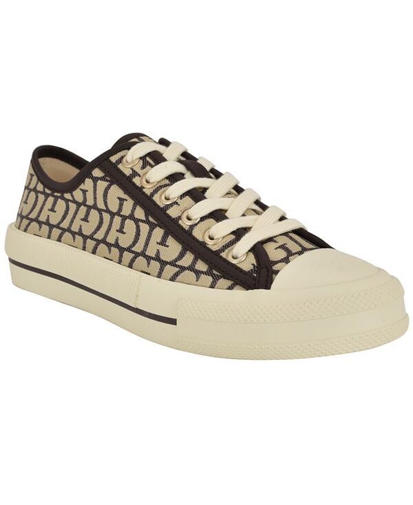 ゲス レディース シューズ スニーカー レース ロゴ GUESS Womens Carey Jacquard Logo LowTop LaceUp Sneakers Dark Brown Logo ブラウン