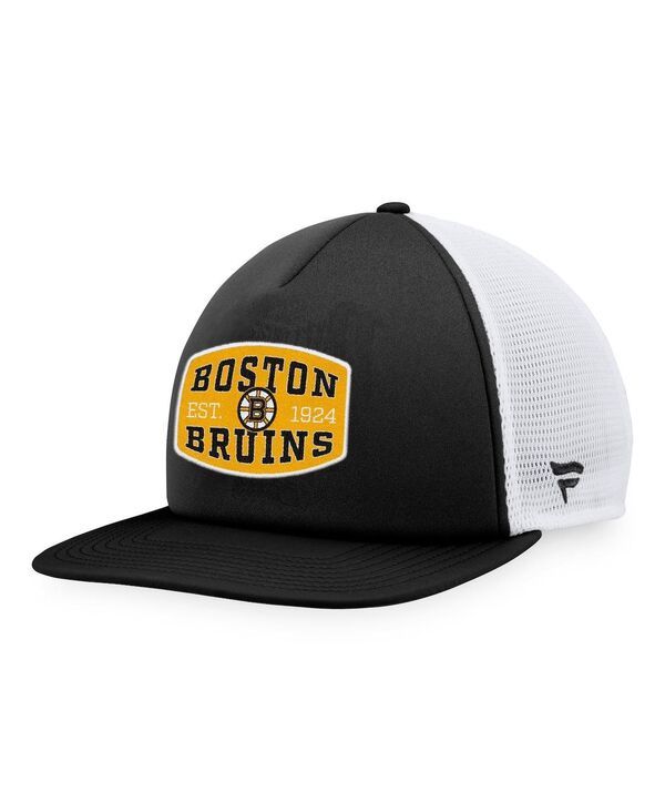 ファナティクス メンズ アクセサリー 帽子 Fanatics Mens Black White Boston Bruins Foam Front Patch Trucker Snapback Hat Black White ホワイト