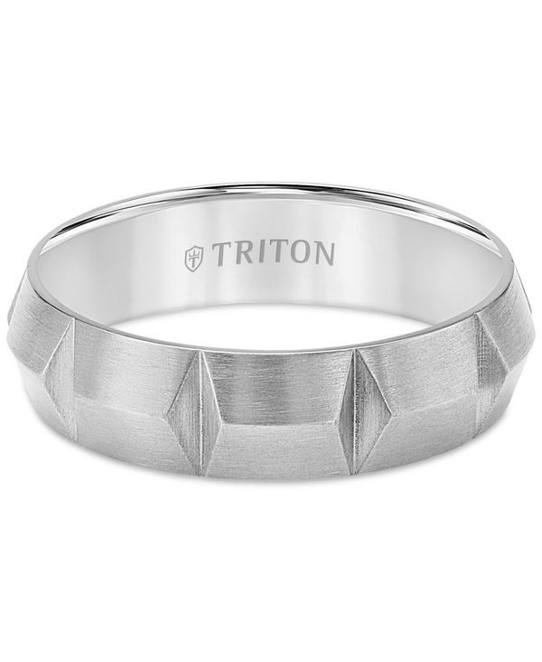 トリトン メンズ アクセサリー リング Triton Mens Carved Comfort Fit Wedding Band Titanium Gray グレー