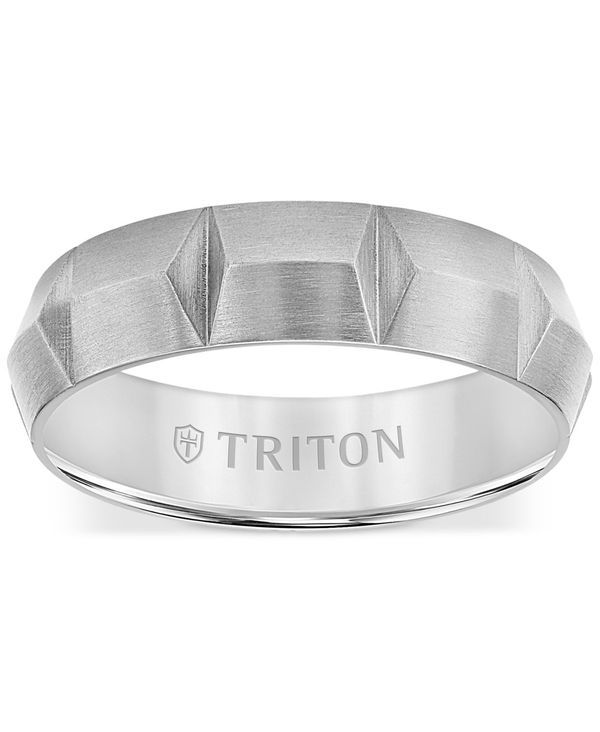 トリトン メンズ アクセサリー リング Triton Mens Carved Comfort Fit Wedding Band Titanium Gray グレー