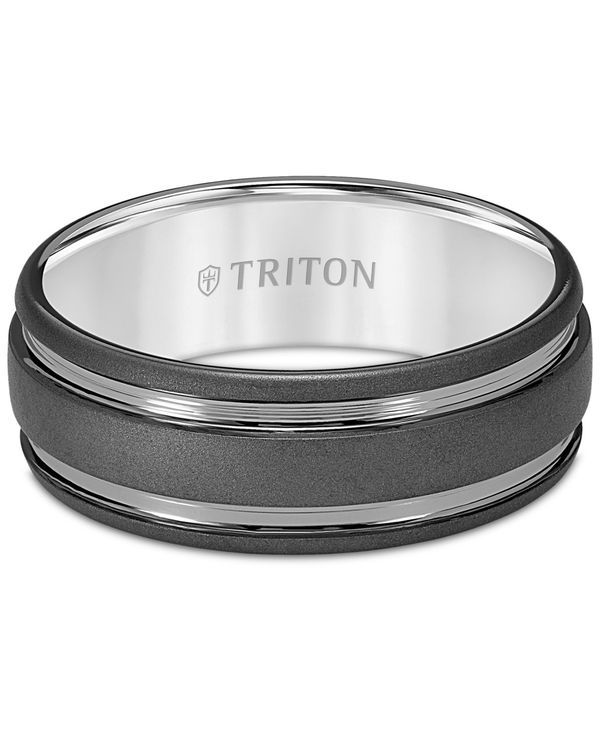 トリトン メンズ アクセサリー リング Triton Mens TwoTone Sandblast Finish Wedding Band Tungsten Carbide Black ブラック トリトン メンズ アクセサリー リング Triton Mens TwoTone Sandblast Finish Wedding Band Tungsten Carbide Black ブラック