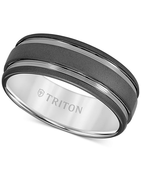 トリトン メンズ アクセサリー リング Triton Mens TwoTone Sandblast Finish Wedding Band Tungsten Carbide Black ブラック トリトン メンズ アクセサリー リング Triton Mens TwoTone Sandblast Finish Wedding Band Tungsten Carbide Black ブラック