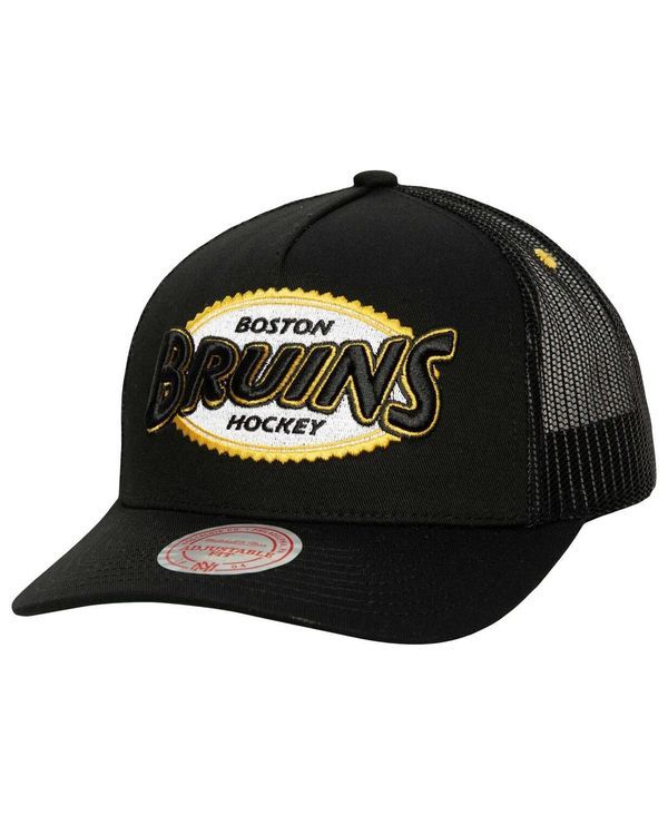 ミッチェルネス メンズ アクセサリー 帽子 Mitchell Ness Mens Black Boston Bruins Team Seal Trucker Snapback Hat Black ブラック