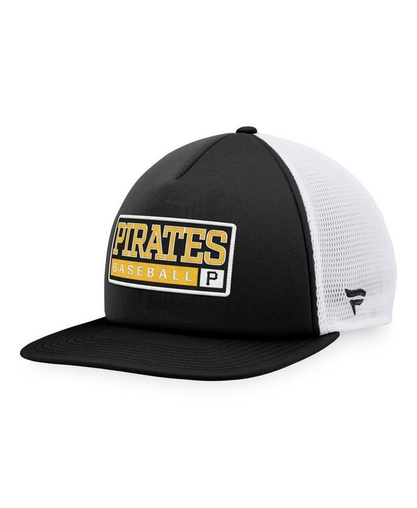マジェスティック メンズ アクセサリー 帽子 Majestic Mens Black White Pittsburgh Pirates Foam Trucker Snapback Hat Black White ホワイト