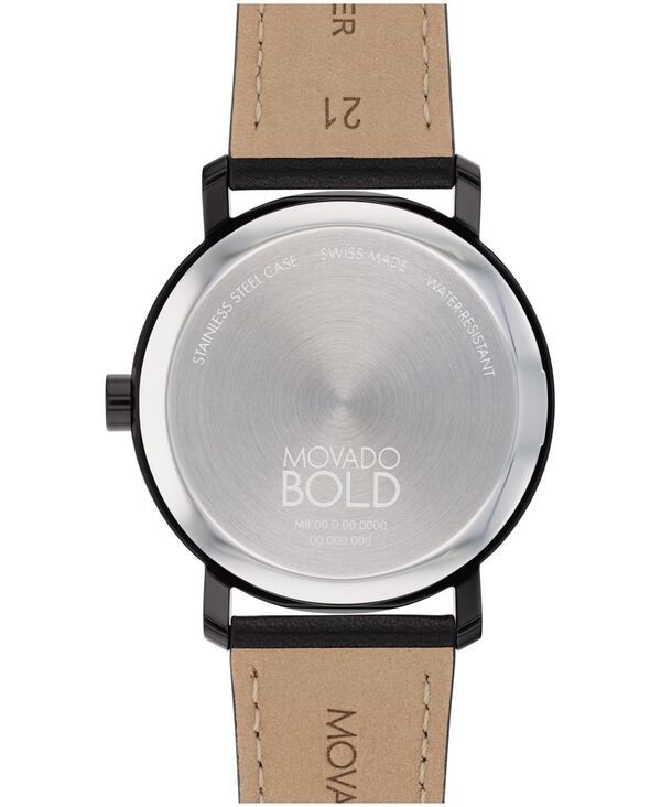 モバド メンズ アクセサリー 腕時計 レザー Movado Mens Bold Evolution 20 Swiss Quartz Black Leather Watch 40mm Black ブラック