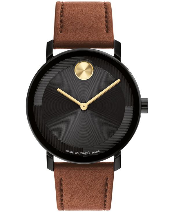 モバド メンズ アクセサリー 腕時計 レザー Movado Mens Bold Evolution 20 Swiss Quartz Cognac Leather Watch 40mm Cognac