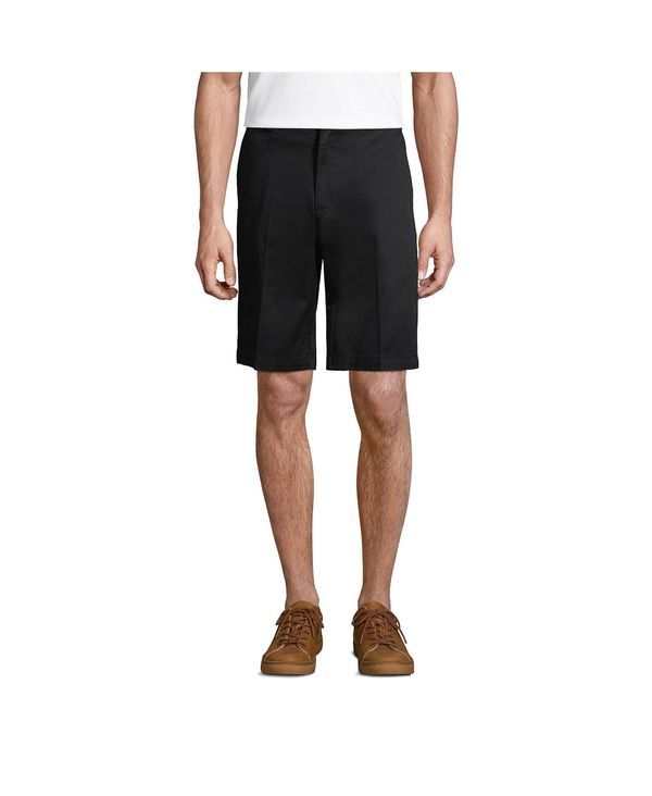 ランズエンド メンズ ボトムス ハーフパンツ・ショーツ ショートパンツ Lands End Mens School Uniform 11 Plain Front Blend Chino Shorts Black ブラック