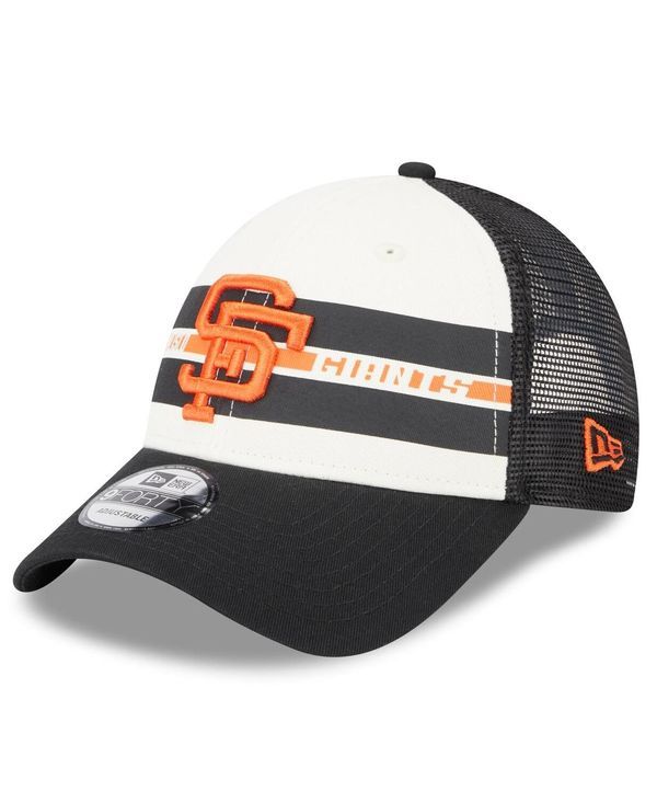 ニューエラ メンズ アクセサリー 帽子 New Era Mens White Black San Francisco Giants Team Stripe Trucker 9FORTY Snapback Hat White Black ホワイト