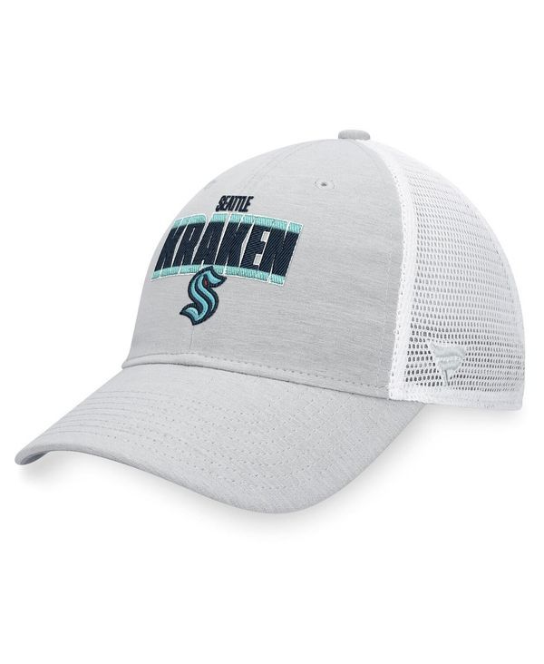 ファナティクス メンズ アクセサリー 帽子 Fanatics Mens Heather Gray White Seattle Kraken Team Trucker Snapback Hat Heather Gray White ホワイト