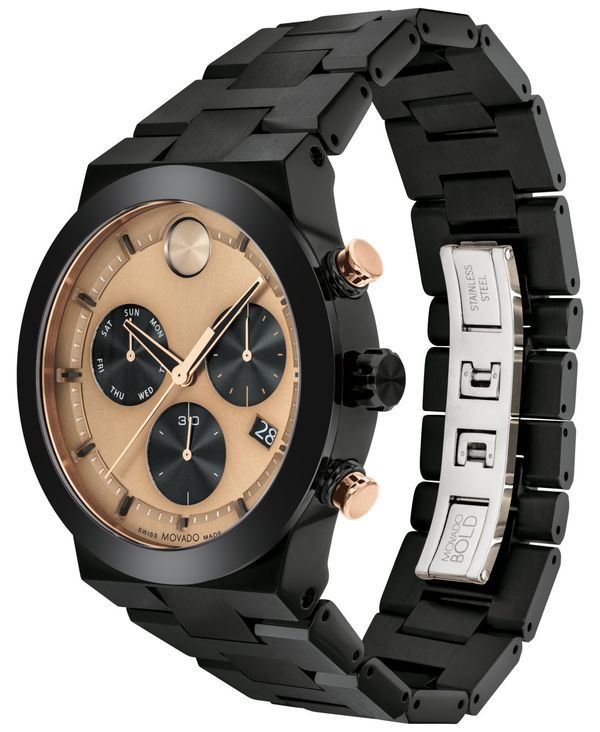 モバド メンズ アクセサリー 腕時計 Tシャツ Movado Mens Bold Fusion Swiss Quartz Chronograph Ionic Plated Black Steel Bracelet Watch 44mm Black ブラック モバド メンズ アクセサリー 腕時計 Tシャツ Movado Mens Bold Fusion Swiss Quartz Chronograph Ionic Plated Black Steel Bracelet Watch 44mm Black ブラック