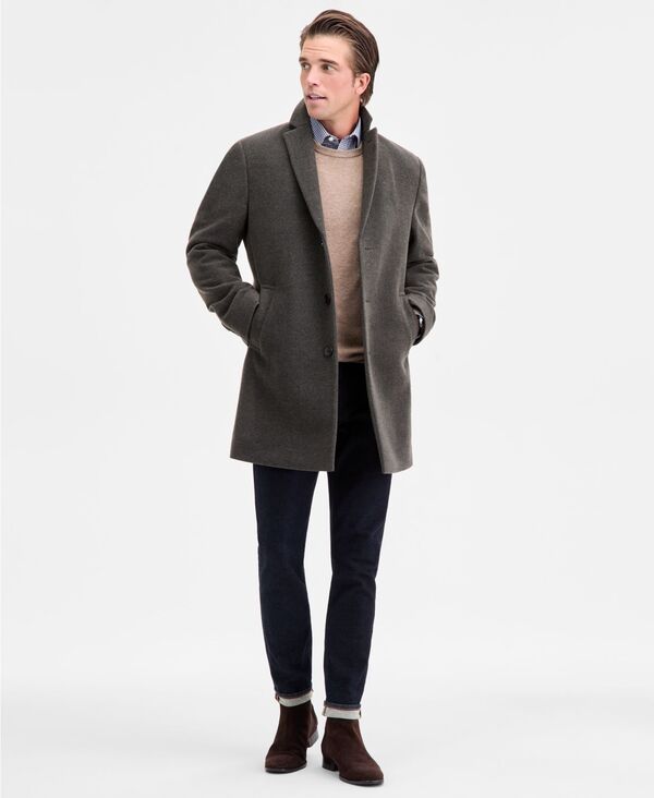 カルバンクライン メンズ アウター ジャケット・ブルゾン スリムフィット ウール コート Calvin Klein Mens Prosper WoolBlend Slim Fit Overcoat Hunter Green グリーン