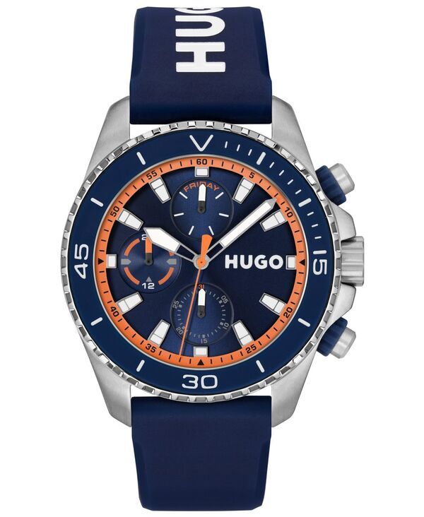 ヒューゴボス メンズ アクセサリー 腕時計 Hugo Boss Mens Dive Quartz Multifunction Blue Silicone Watch 44mm Blue ブルー
